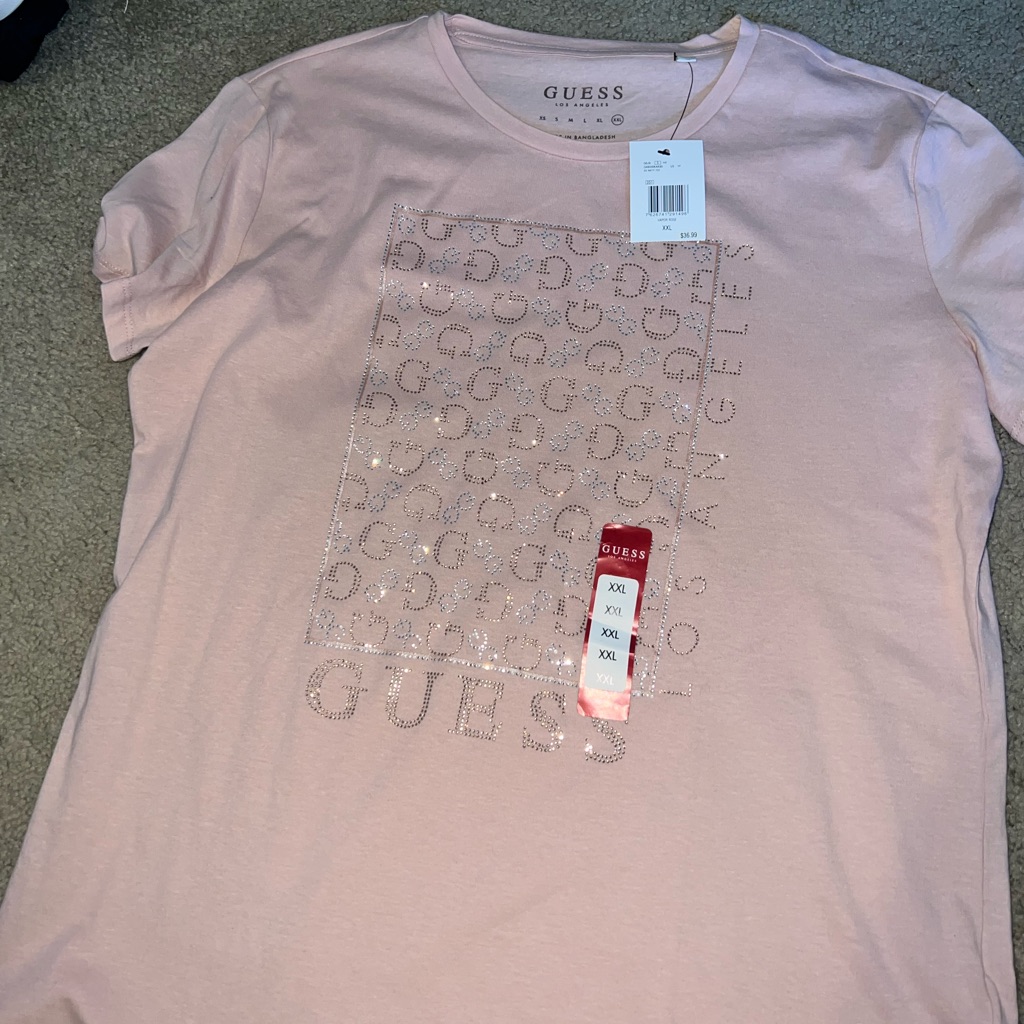 Xxl Guess Light Pink Logo T-Shirt